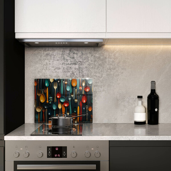 Steklena podloga za rezanje Pisane žlice in vilice