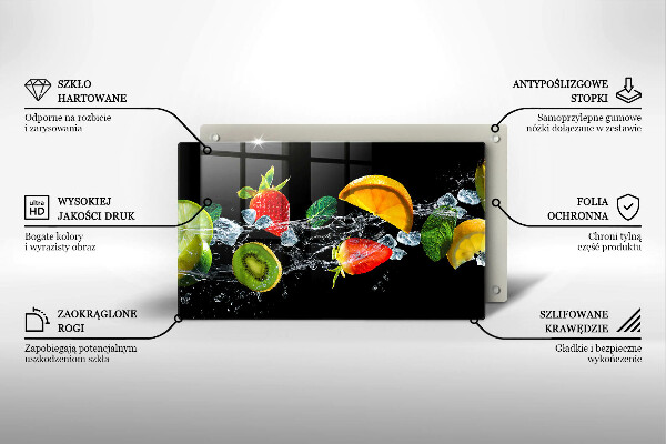 Steklena podloga za rezanje Sadje v vodi
