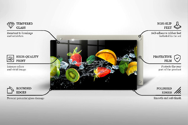 Steklena podloga za rezanje Sadje v vodi