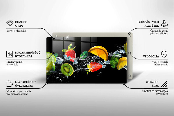 Steklena podloga za rezanje Sadje v vodi