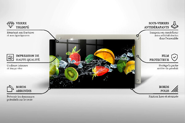 Steklena podloga za rezanje Sadje v vodi