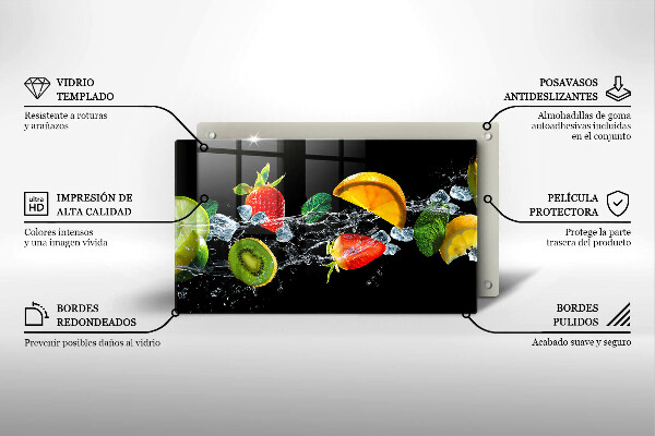 Steklena podloga za rezanje Sadje v vodi