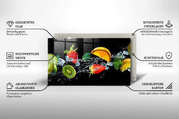 Steklena podloga za rezanje Sadje v vodi