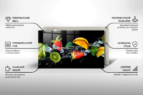 Steklena podloga za rezanje Sadje v vodi
