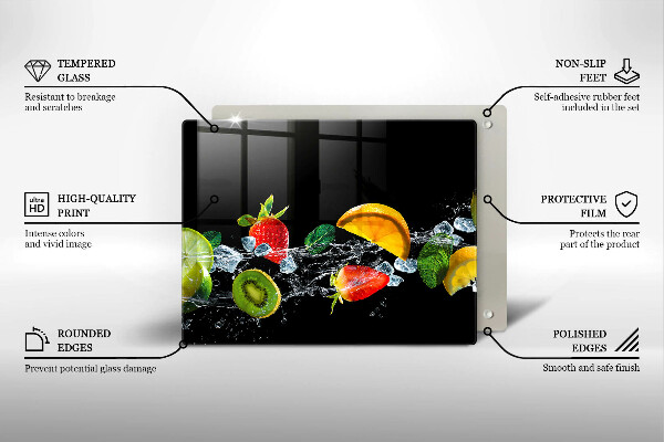 Steklena podloga za rezanje Sadje v vodi