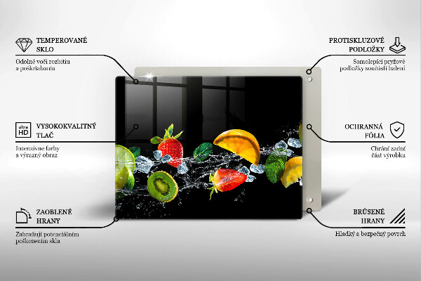 Steklena podloga za rezanje Sadje v vodi