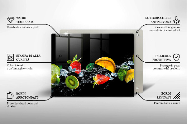 Steklena podloga za rezanje Sadje v vodi
