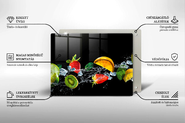 Steklena podloga za rezanje Sadje v vodi