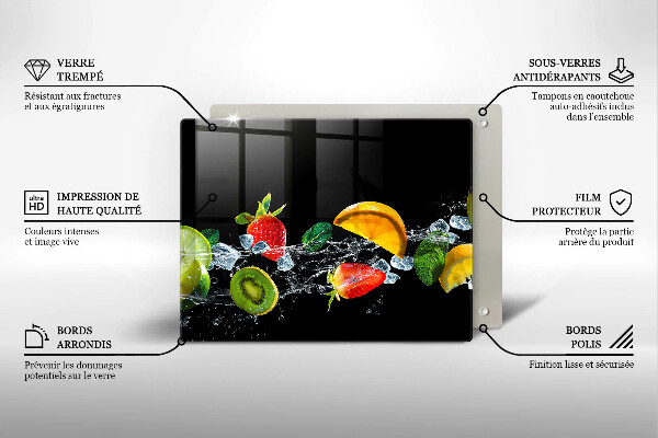 Steklena podloga za rezanje Sadje v vodi