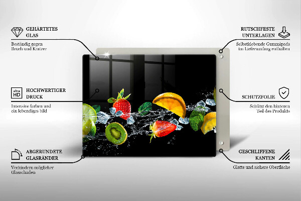 Steklena podloga za rezanje Sadje v vodi