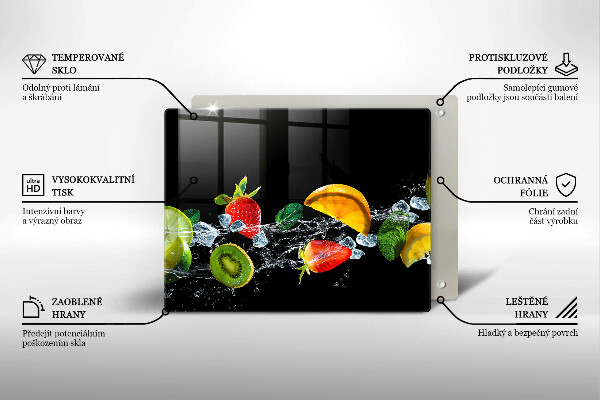 Steklena podloga za rezanje Sadje v vodi