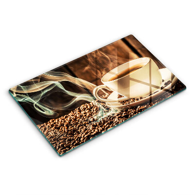 Steklena podloga za rezanje Skodelica in kavna zrna