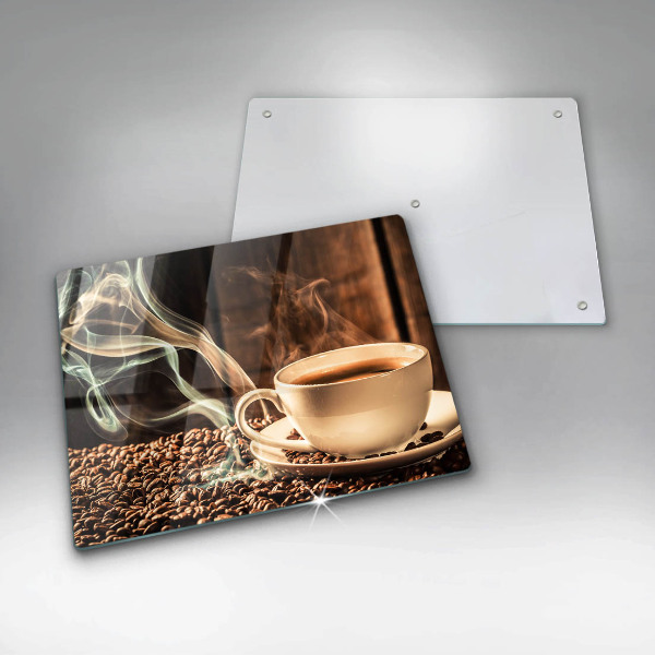 Steklena podloga za rezanje Skodelica in kavna zrna