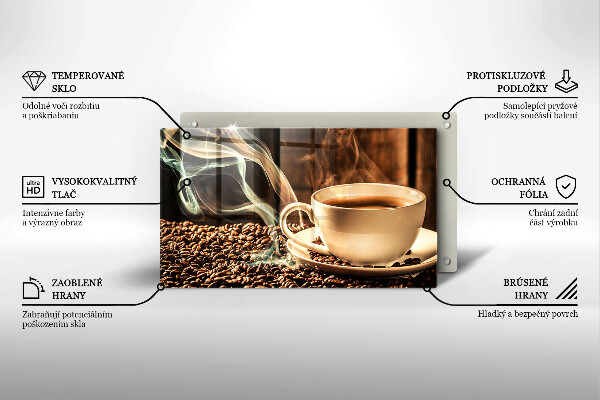 Steklena podloga za rezanje Skodelica in kavna zrna