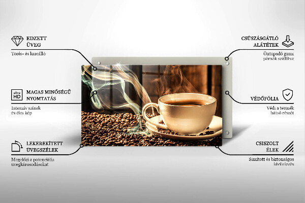 Steklena podloga za rezanje Skodelica in kavna zrna