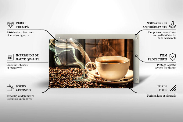 Steklena podloga za rezanje Skodelica in kavna zrna