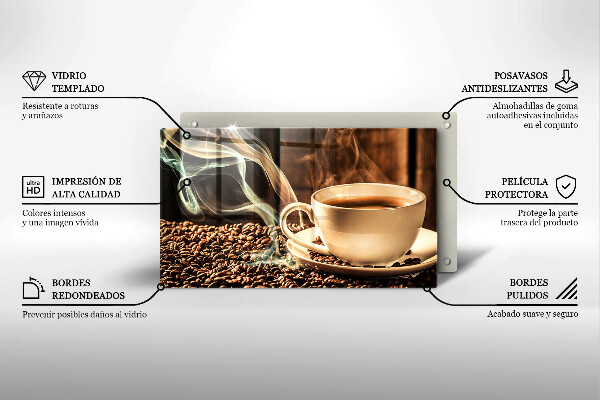 Steklena podloga za rezanje Skodelica in kavna zrna