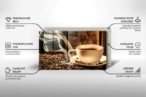 Steklena podloga za rezanje Skodelica in kavna zrna