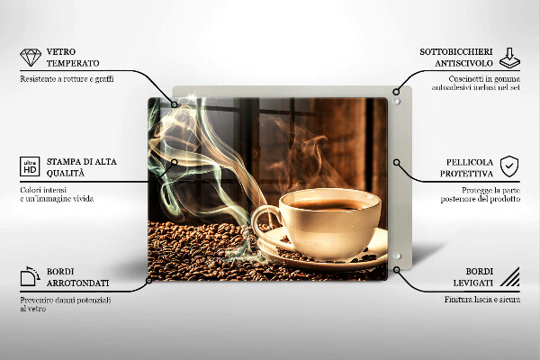 Steklena podloga za rezanje Skodelica in kavna zrna