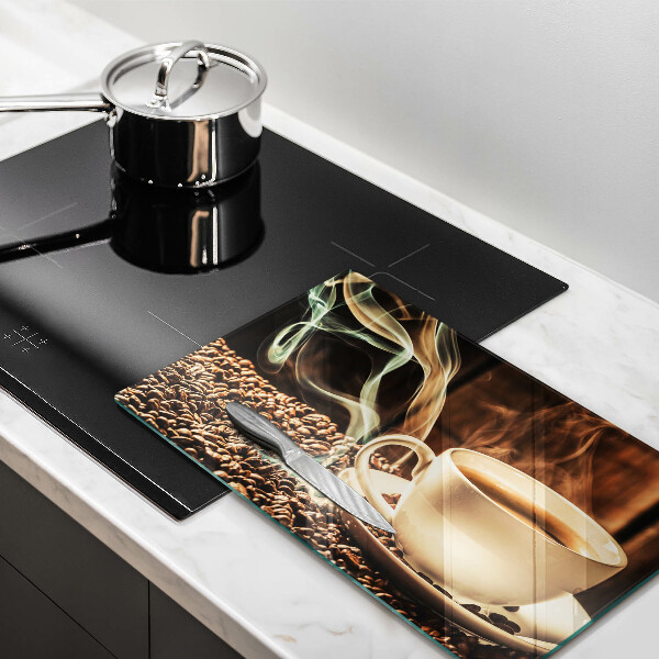 Steklena podloga za rezanje Skodelica in kavna zrna