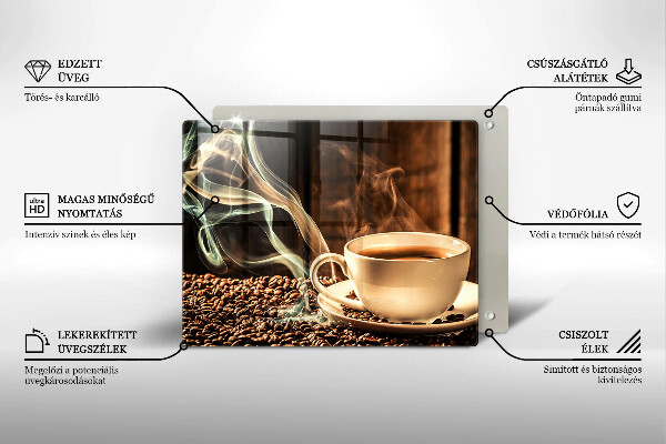 Steklena podloga za rezanje Skodelica in kavna zrna