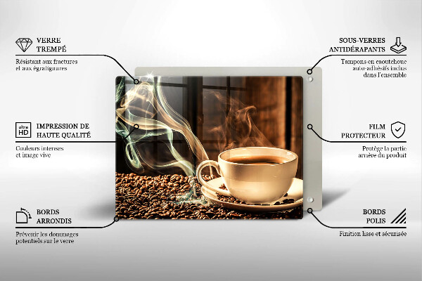 Steklena podloga za rezanje Skodelica in kavna zrna