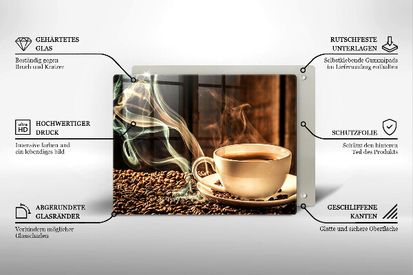 Steklena podloga za rezanje Skodelica in kavna zrna