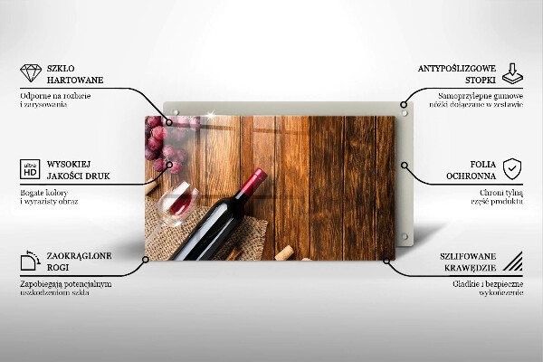 Steklena podloga za rezanje Steklenica rdečega vina