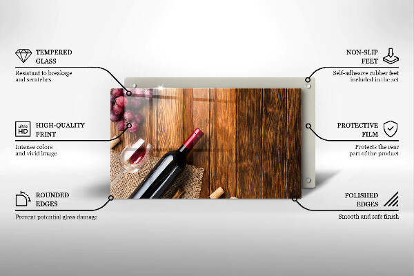 Steklena podloga za rezanje Steklenica rdečega vina