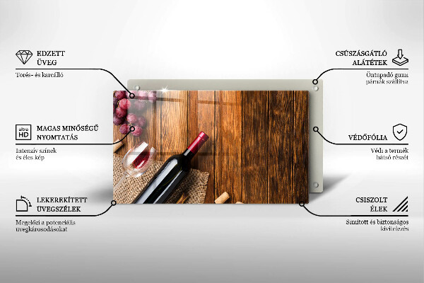 Steklena podloga za rezanje Steklenica rdečega vina