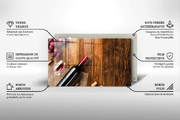 Steklena podloga za rezanje Steklenica rdečega vina