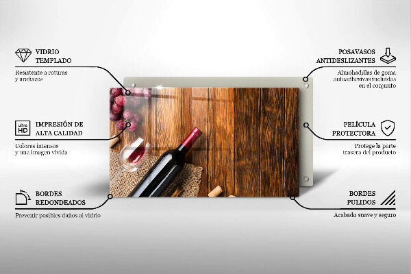 Steklena podloga za rezanje Steklenica rdečega vina