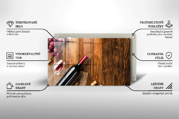 Steklena podloga za rezanje Steklenica rdečega vina