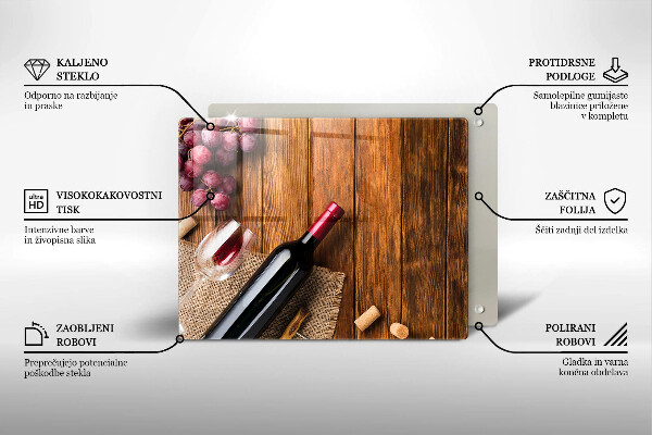 Steklena podloga za rezanje Steklenica rdečega vina