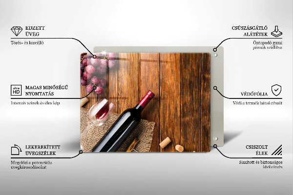 Steklena podloga za rezanje Steklenica rdečega vina