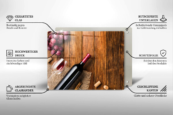 Steklena podloga za rezanje Steklenica rdečega vina