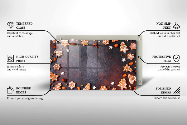 Steklena podloga za rezanje Medenjakov božič