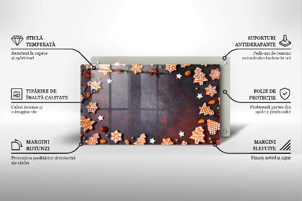 Steklena podloga za rezanje Medenjakov božič