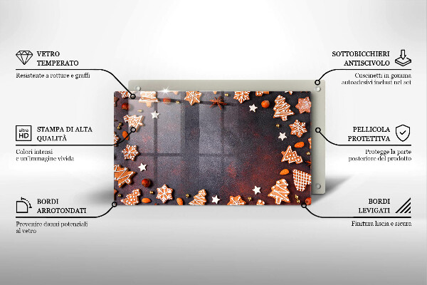 Steklena podloga za rezanje Medenjakov božič