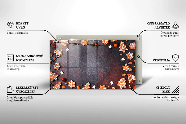 Steklena podloga za rezanje Medenjakov božič