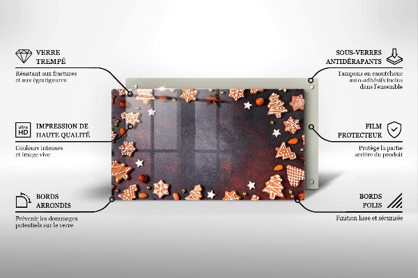 Steklena podloga za rezanje Medenjakov božič