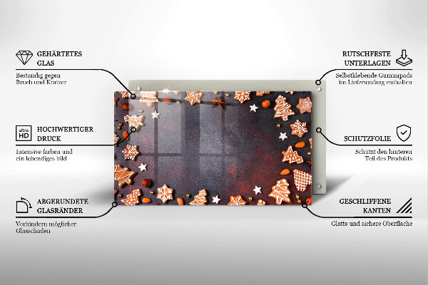 Steklena podloga za rezanje Medenjakov božič