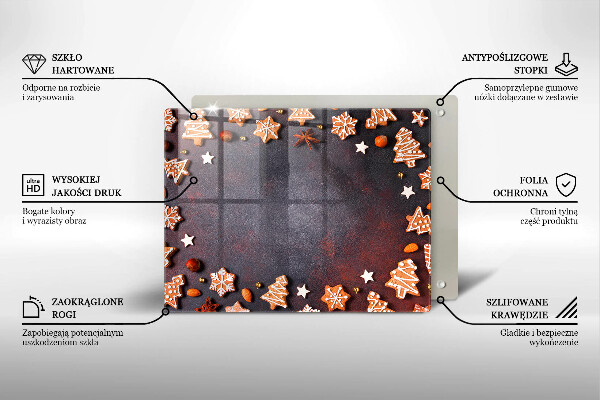 Steklena podloga za rezanje Medenjakov božič