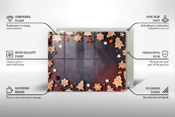 Steklena podloga za rezanje Medenjakov božič