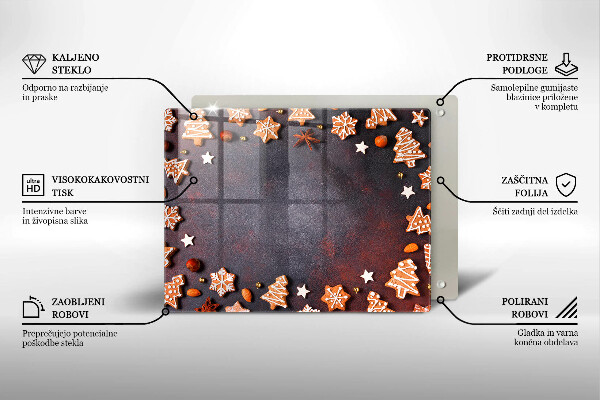 Steklena podloga za rezanje Medenjakov božič