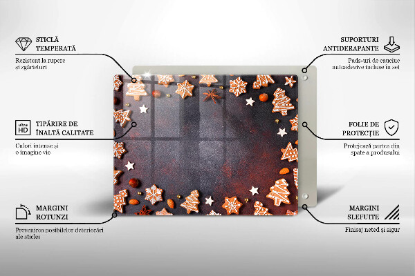 Steklena podloga za rezanje Medenjakov božič