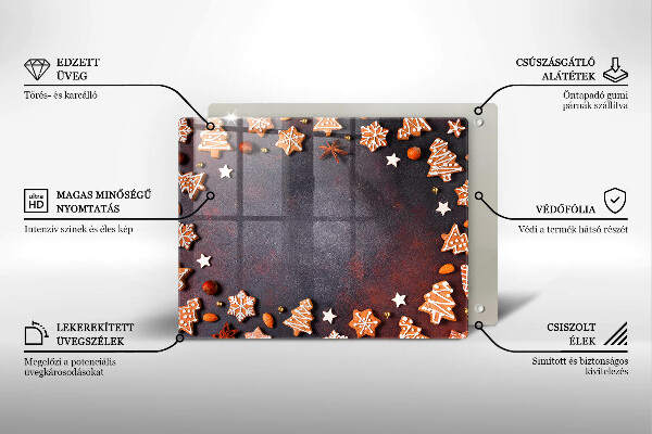 Steklena podloga za rezanje Medenjakov božič