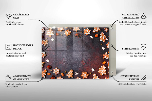 Steklena podloga za rezanje Medenjakov božič