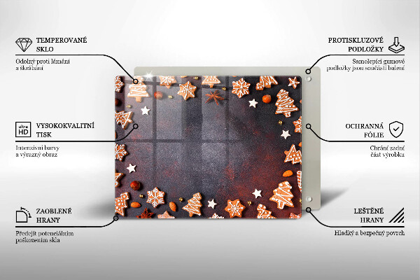 Steklena podloga za rezanje Medenjakov božič