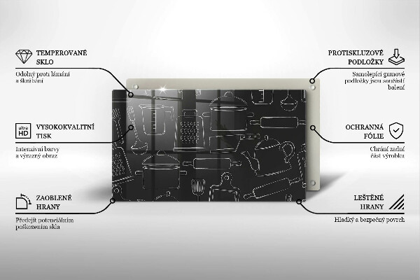 Steklena podloga za rezanje Risani kuhinjski dodatki
